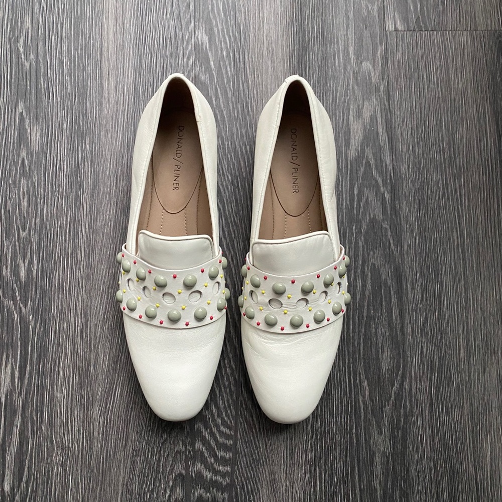Donald Pliner White Loafers